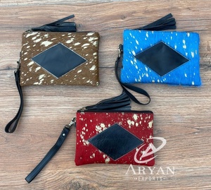 Venta al por mayor 2025 nuevas mujeres embragues pelo en metálico de cuero genuino multifunción cartera tarjeta teléfono móvil monedero señora bolsos - Product Image 1