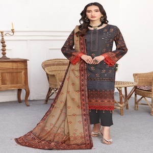 Trajes étnicos de 3 piezas para mujer Salwar Dr Haris bordado vestido de césped indio paquistaní volumen Pehnawni colección para fiestas - Product Image 6