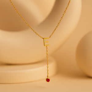 Initial Lariat Ruby Necklace Fashion Jewelry - Product Image 4