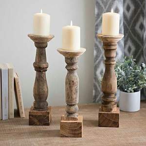 Bougeoir élégant en bois fabriqué à la main pour les paramètres de table de dîner romantique avec un design vintage et une décoration rustique - Product Image 6