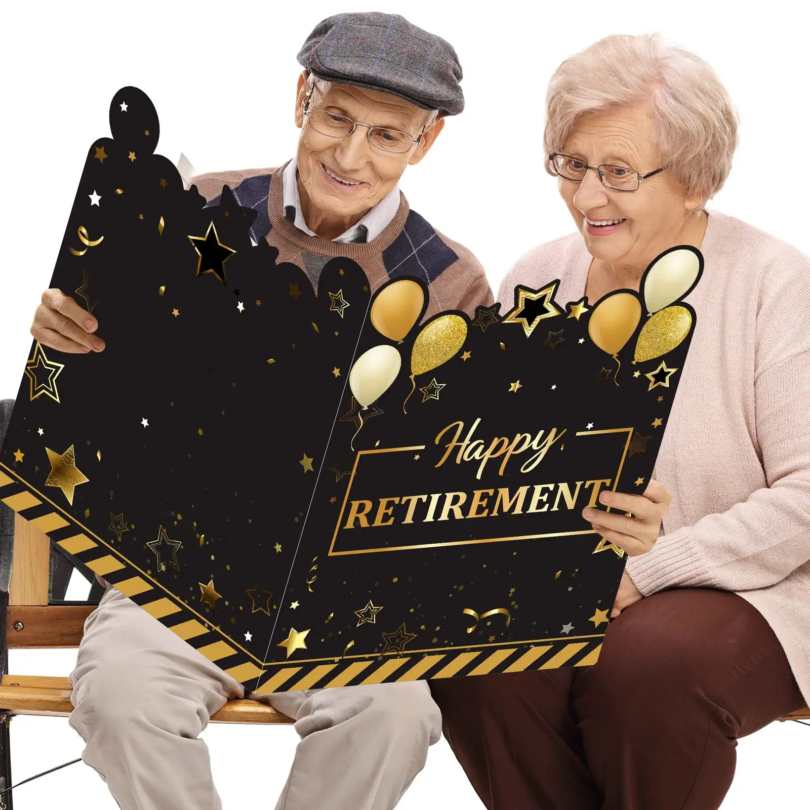 פרישה שמחה ענק ספר אורחים כרטיס פרישה לנשים גברים חברים שותפים משפחה מסיבת נושא זהב