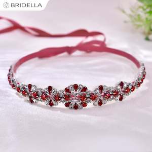 Bridella bs165r Màu Đỏ Rhinestone điều chỉnh phù hợp với vành đai đám cưới cho đám cưới proms & sự kiện chính thức - Product Image 3