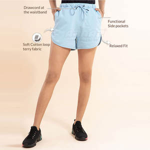 Pantalones cortos de mezcla de algodón para mujer con cintura con cordón y pantalones cortos informales cómodos de estilo veraniego relajado para mujer - Product Image 2