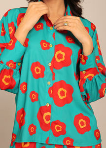 ชุดเสื้อและกางเกงตัวยาวเต็มตัวสำหรับผู้หญิงชุด2ชิ้นจาก Jaipur ชุดสีเขียวน้ำทะเลและสีแดงแบบหรูหราสีเขียวเข้มสำหรับฤดูหนาวฤดูใบไม้ร่วง - Product Image 4