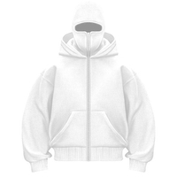 Pasamontañas y Ninja Zip Hoodies Logotipo personalizado Moda Fleece Ski Mask Hoodies Hombres Full Zip Mask Hoodie con máscara Shudders Hombre