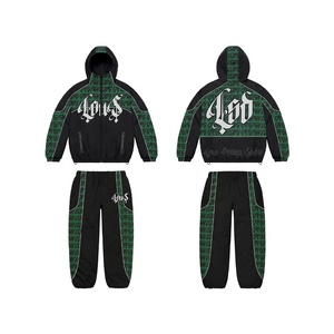 Ensemble de survêtement unisexe à manches longues avec capuche et fermeture éclair sur le devant, en polyester respirant léger, style streetwear d'hiver pour adulte 2 en 1 - Product Image 3