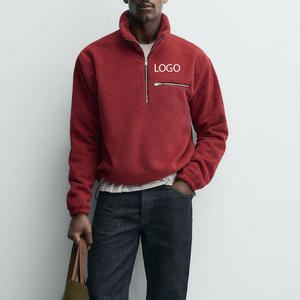 Tissu en coton/polyester pour un ajustement décontracté, service OEM, vente en gros, sweat-shirt pour homme à manches longues avec col montant et fermeture éclair - Product Image 1