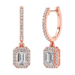 Pendientes de Aro con Halo de Corte Esmeralda - Product Image 5