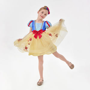 Vestido de Tul Amarillo en Liquidación, Estampado de Manzana Roja, Disfraz de Blancanieves Premium - Product Image 1