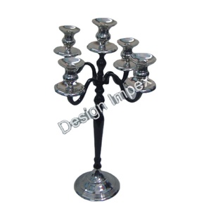 Event Supplies 5 Arms Candelabra Tabletop Centerpiece Items Metal Candle Stand Party Decoration Candle Holder Shiny <b>Polish</b>/<b>Black</b> - Product Image 1