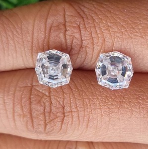 2 piezas de moissanita blanca completa diamante 4,64 CT 7,50 MM hermosa moissanita blanca con forma de Octágono | Fabricación de pendientes colgante - Product Image 1