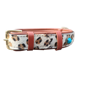 Arnés para mascotas personalizado al por mayor de fábrica y conjunto de collar de perro de cuero de vaca de leopardo genuino diseño sólido duradero para todas las razas - Product Image 1