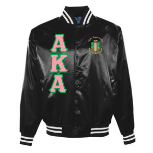 Broderie personnalisée Fraternité grecque Lettre Sorority Applique logo Satin Veste Baseball Bomber 90s Veste veste universitaire - Product Image 3