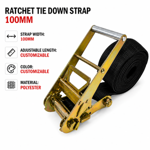 Industrial <b>Cargo</b> Handling High Strength Ratchet Tie Down Strap Polyester 100mm 10000kg Hook Custom Manufacturing Service - Product Image 4