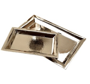 Plateau de service rectangulaire en laiton de luxe avec finition polie et poignées ornées Pieds pour hôtels - Product Image 3