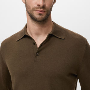 Pull en tricot acrylique uni à col rabattu, prix de gros abordable, poids lourd, chaud, coupe décontractée, pull pour homme - Product Image 3