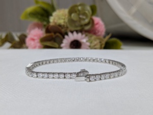 Factory Stock <b>Men</b> Women Jewelry Hip Hop Iced Real Solid 14k White Gold Vvs Lab Grown Brilliant Cut Diamond Tennis Chain Bracelet - Product Image 4