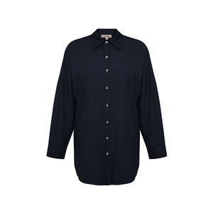 Chemise à manches longues en popeline classique pour femmes - Coupe ample, idéale pour le bureau au printemps et en automne - Product Image 1
