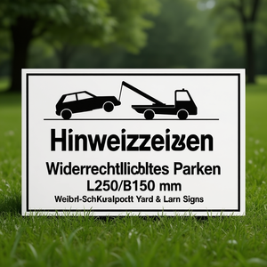 Hinweizeichen Widerrechtliches Parken L250xB150 mm Wei-Schwarz Kunststoff Yard & Lawn Signs - Product Image 3