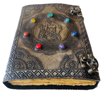Carnet de croquis et journal intime en cuir rigide, thème Sirène Fantastique, gaufré Sept Pierres, fait main, idéal comme livre cadeau