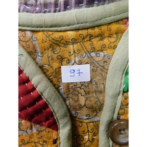 Casual Vintage Algodón Kantha Chaqueta Indian Hand Block Floral Impreso Abrigo de manga larga - Product Image 6