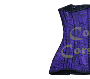COSH <b>CORSET</b> <b>Underbust</b> Steel Boned Curvy Blue Brocade <b>Corset</b> Waist Training Laced up Sexy Women Plus Size Outfit Jacquard Dress - Product Image 4