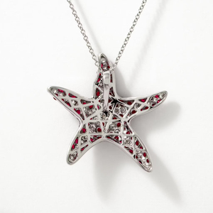 Collar con Colgante de Estrella de Mar de Oro Blanco de 14K con Rubí de 1.71ct y Diamantes, Joyería Fina, Elegante Regalo para Mujer, Cumpleaños, Aniversario - Product Image 3