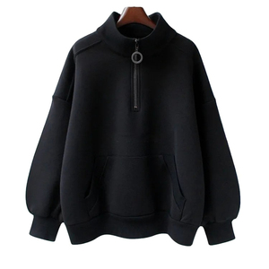 Alta calidad 100% algodón polar 1/4 cuarto cremallera pulóver sudadera mujeres sudaderas con capucha 2025 - Product Image 2