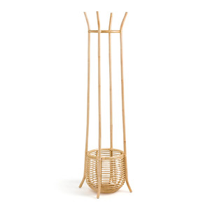 Percheros Multifuncionales de Ratán para Abrigos, Perchero de Madera para Entrada con Cesta de Almacenamiento para Niños y Adultos - Product Image 2
