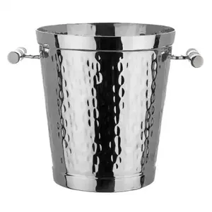 Chrome Finished Hammered Custom <b>Beer</b> Ice <b>Bucket</b> Stainless Steel Ice <b>Bucket</b> With Handles for <b>Beer</b> Cooling Usage Bottle Chiller - Product Image 1