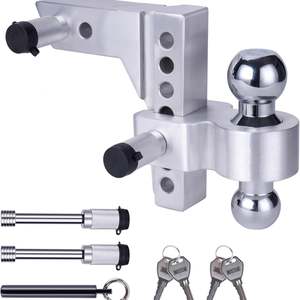 Supports de remorquage réglables Vypart de 6 pouces en aluminium chromé pour boules de remorquage en acier, compatibles avec les récepteurs de 2 pouces pour remorques - Product Image 1