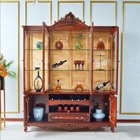 Meuble de présentation de luxe en teck massif, écologique, durable, fait main, style antique, avec porte à panneaux carrés, pour la maison