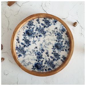 ถาดเสิร์ฟไม้พิมพ์ลายทันสมัยแนวชนบทปลอดภัยสำหรับใส่อาหารขนมกาแฟสำหรับใช้ในห้องครัวหรือตกแต่งบ้าน - Product Image 1