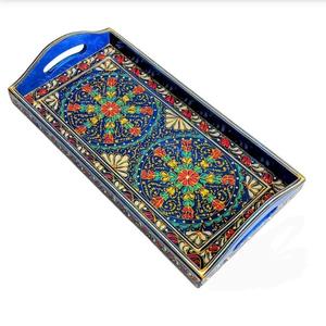 Plateau fait main ensemble de plateau décoratif en bois, plateau décoratif en bois Swati peint, plateau décor à la maison Swati fait à la main - Product Image 1