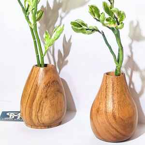 Florero de madera RusticBloom, maceta de suelo hecha a mano para vegetación y arreglos florales, ideal para la decoración del jardín del hogar - Product Image 6