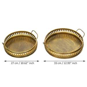 Plateau de service durable en métal d'acier inoxydable avec gravure artistique de plateau de service en métal de concepteur de conception moderne pour les maisons élégantes - Product Image 2