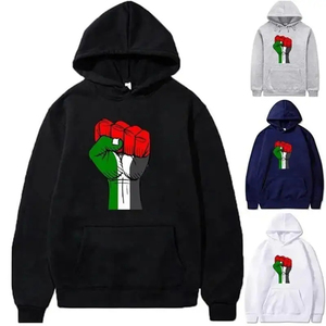 เสื้อฮู้ด Palestine ปักดีไซน์ใหม่พิมพ์ซับลิเมชันฟรีย้อมสีล้วนสำหรับฤดูหนาว - Product Image 2