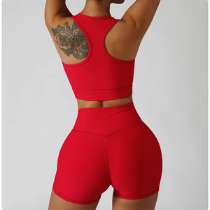 Conjuntos de ropa deportiva para gimnasio para mujer, Top corto, traje de yoga con cremallera, chándales, chaquetas y mallas - Product Image 1