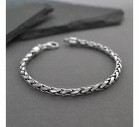 Beau bracelet en corde en argent sterling de conception contemporaine exceptionnelle fait à la main Bracelet fin de finition polie de luxe