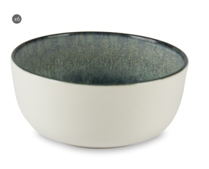 Set di 6 ciotole da portata in ceramica resistente, verde reattivo, design nordico e minimalista, smaltate lucide con stampa digitale Atena Excelsa - Product Image 1