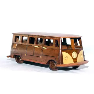 Factory price customization accept wooden london bus handcrafted wood model buses for home decor gift souvenir