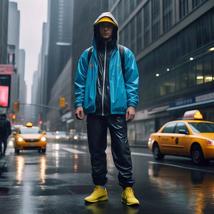 ชุดวอร์มกันลมสำหรับผู้ชายเสื้อฮู้ดมีซิปสีเหลืองชุดกันฝนสำหรับผู้ชายชุดเดินเขากันน้ำ - Product Image 5