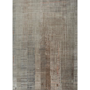 พรมไหมพรมและไหมไผ่ถักมือสีเบจและสีน้ำตาล รุ่น Kavi Unstring Srb(701) ลายแบบนามธรรม เหมาะสำหรับห้องนั่งเล่นหรือห้องนอนวัยรุ่น - Product Image 1