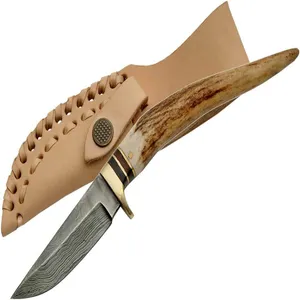 Vente en gros 2024 Couteaux de chasse OEM Premium Quality à lame fixe en acier inoxydable avec manche en bois et étui en cuir