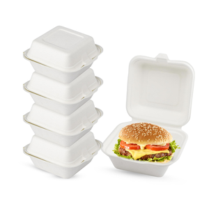 Customized 100% Compostable 9*6 8*8 INCH Clamshell Bagasse Box <b>Disposable</b> Biodegradable Clamshell <b>Food</b> <b>Container</b> - Product Image 4