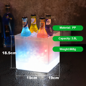 Seau à glace électrique lumineux pour champagne, multi-usages, carré, avec poignée, refroidisseur de bouteilles LED pour fêtes - Product Image 3