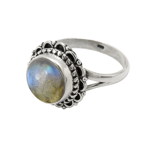 Precio al por mayor de alta calidad, Plata de Ley 925, piedra preciosa labradorita Natural, anillo de forma redonda, joyería hecha a mano, fabricación a granel - Product Image 1