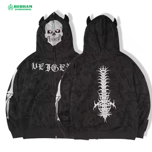 Sudadera con Capucha Unisex Negra con Cremallera, Logotipo Personalizado, Forro Polar 3D/Felpa Francesa, Secado Rápido, Transpirable, para Invierno - Product Image 3