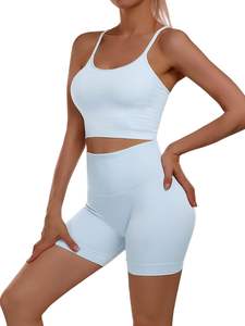 Ropa deportiva transpirable Reversible de alta calidad para mujer, conjunto de Yoga sin espalda sostenible con pantalones cortos, ropa de Yoga - Product Image 4