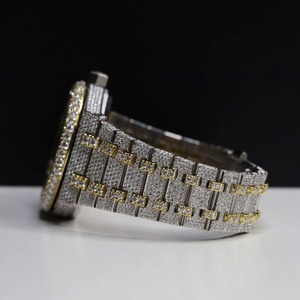 Reloj de Lujo Personalizado con Diamantes Moissanite VVS, Cristal de Cuarzo, Esfera de Cristal, Estilo Hip Hop, Regalo Empresarial, Acero Inoxidable, Fecha Automática - Product Image 4